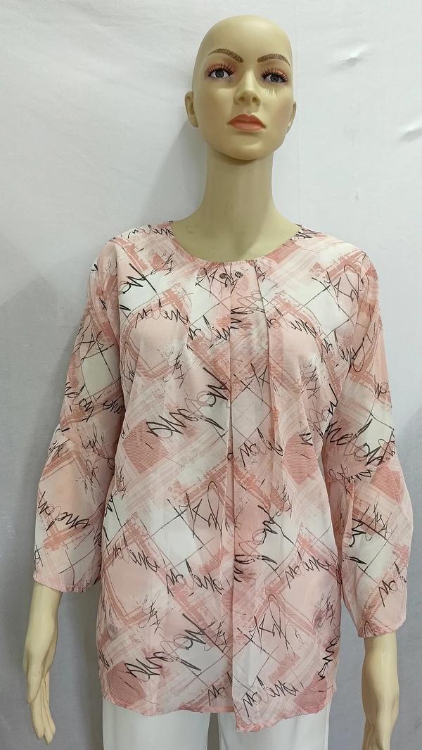 Scribble Prints Indo Western Top Synthetic 3 Colors Blue, Pink, Orange - 3XL, Hollywood Cerise