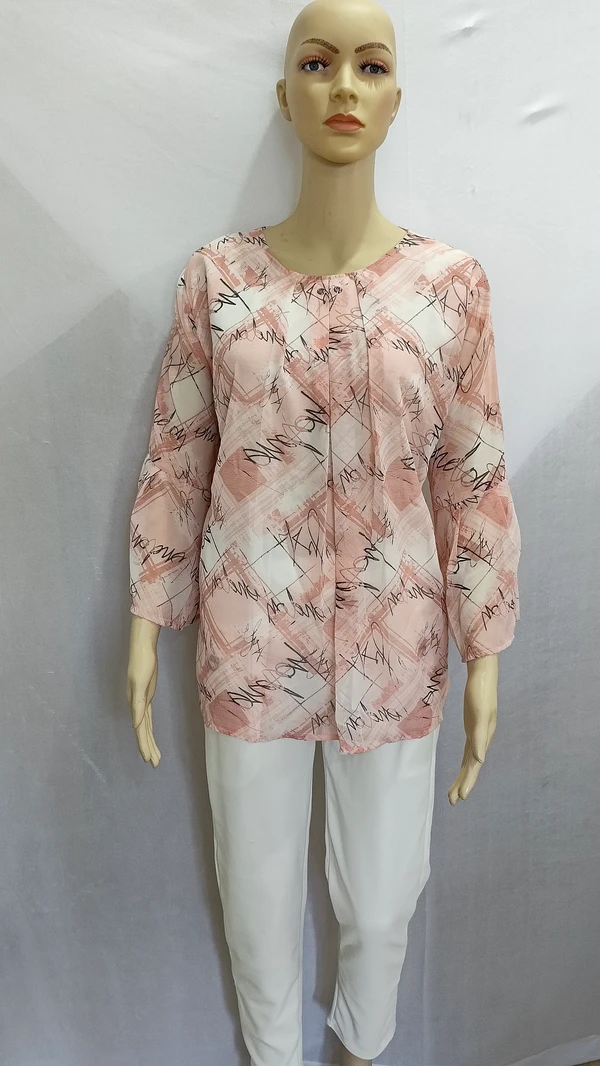 Scribble Prints Indo Western Top Synthetic 3 Colors Blue, Pink, Orange - 3XL, Hollywood Cerise