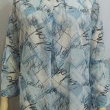 Scribble Prints Indo Western Top Synthetic 3 Colors Blue, Pink, Orange - 2XL, Blue