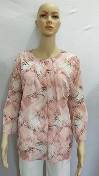Scribble Prints Indo Western Top Synthetic 3 Colors Blue, Pink, Orange - 2XL, Blue