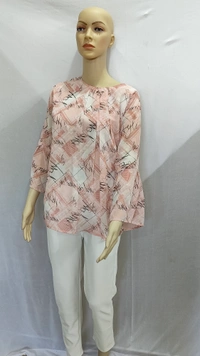 Scribble Prints Indo Western Top Synthetic 3 Colors Blue, Pink, Orange - 2XL, Blue