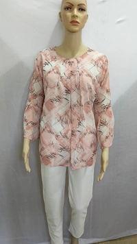 Scribble Prints Indo Western Top Synthetic 3 Colors Blue, Pink, Orange - 2XL, Blue