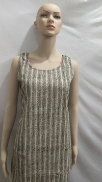 White Black Pink Border Print Sleevless Kurta - 2XL