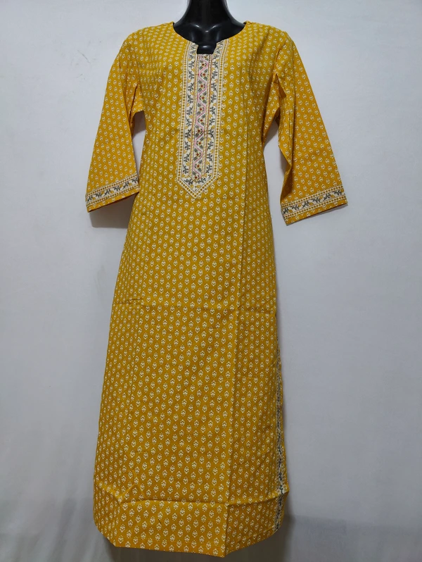 Yellow Off-White Small Print Kurta - XL