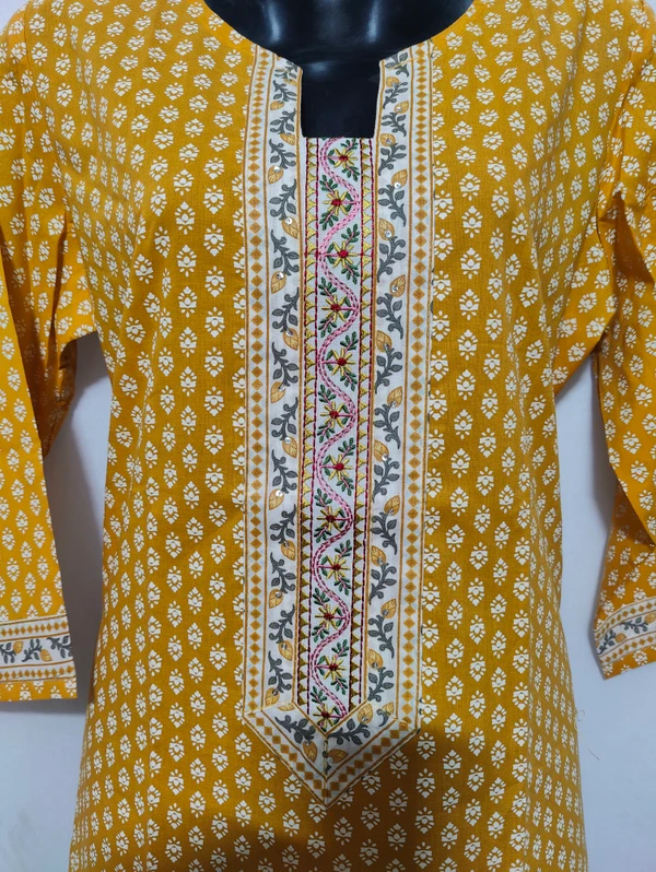 Yellow Off-White Small Print Kurta - XL