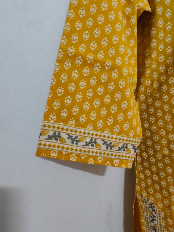 Yellow Off-White Small Print Kurta - 2XL