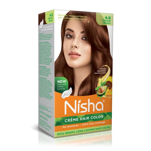 Nisha Creme Hair Color - Natural Brawn 4.0