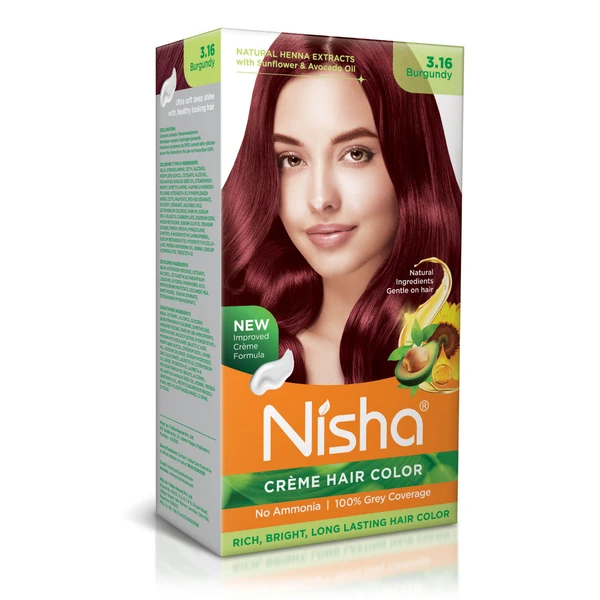 Nisha Creme Hair Color - Burgandy 3.16