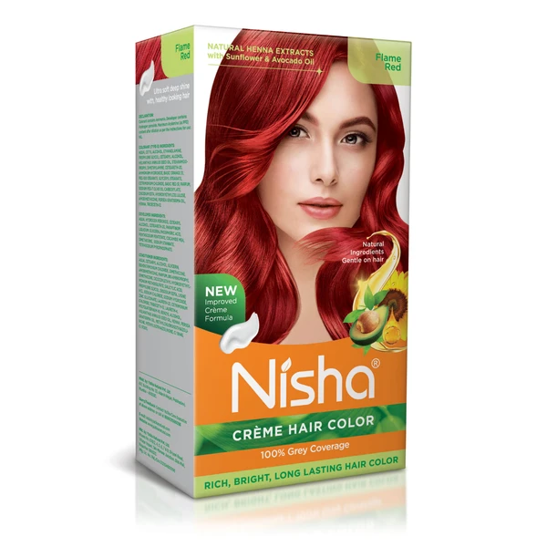 Nisha Creme Hair Color - Flame Red