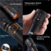 MZ 035 Super Zoom Lense Torch - Dimensions Length 	      13.5 cm  Width 	      3.5 cm  Weight 	      300 g, Black, 599