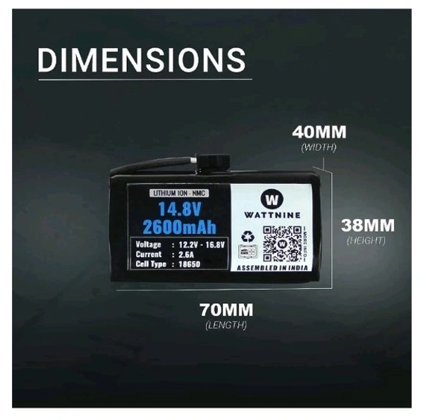 WATTNINE® 14.8V 2600mAh Lithium Rechargeable Battery Pack for Milagrow, Redhawk, Eufy, Robovac, Coredy, Amarey Vacuum Cleaning Robots.