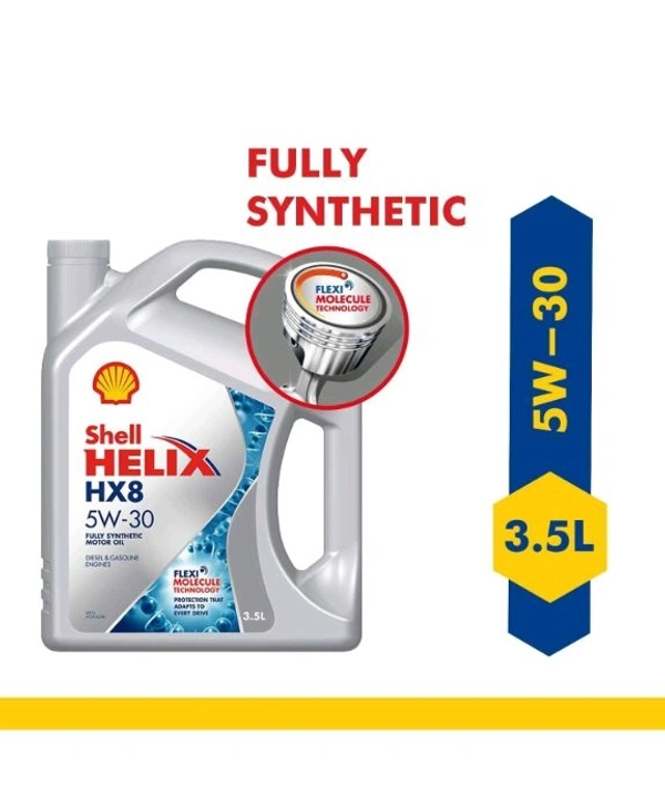 Shell Helix HX8 5W-30 API SN Plus Fully Synthetic Engine Oil for Petrol, Diesel & CNG Cars (3.5 L), medium