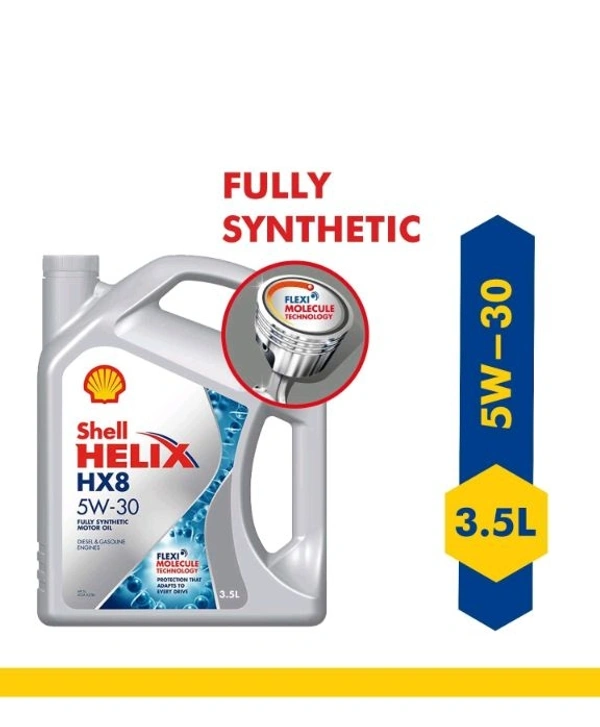 Shell Helix HX8 5W-30 API SN Plus Fully Synthetic Engine Oil for Petrol, Diesel & CNG Cars (3.5 L), medium & Advance AX7 4T 10W-40 API SM Synthetic Technology Motorbike Engine Oil (1L)