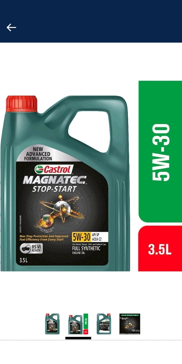 Castrol MAGNATEC STOP-START 5W-30 Full Synthetic Engine Oil for Petrol, Diesel and CNG Cars 3.5L