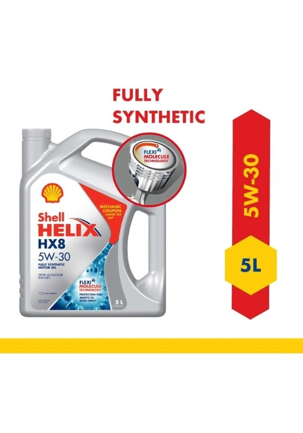 Shell Helix HX8 5W-30 API SN/CF, ACEA A3/B4 Fully Synthetic Engine Oil for Cars (5 L)