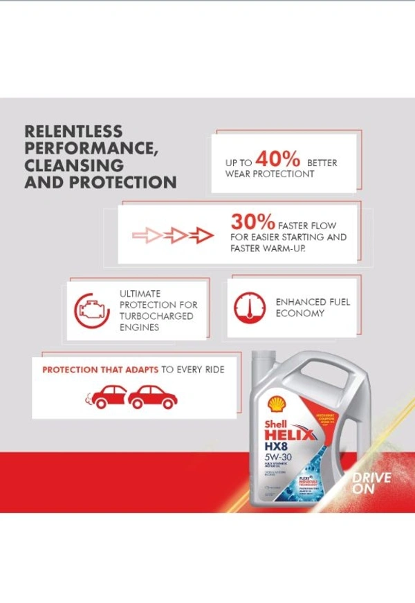 Shell Helix HX8 5W-30 API SN/CF, ACEA A3/B4 Fully Synthetic Engine Oil for Cars (5 L)