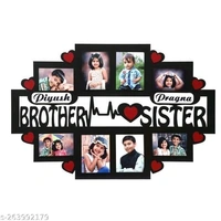 AJANTA ROYAL Personalized Sublimation Brother & Sister Collage Photo Frame with 8-Photos and Names : 12"x18"inchName: AJANTA ROYAL Personalized Sublimation Brother & Sister Collage Photo Frame with 8-Photos and Names : 12"x18"inchMaterial: WoodenProduct Breadth: 0.5 InchProduct Height: 12 InchProduct Length: 18 InchNet Quantity (N): 1•	Material: High Quality Sublimation Wood & MDF 