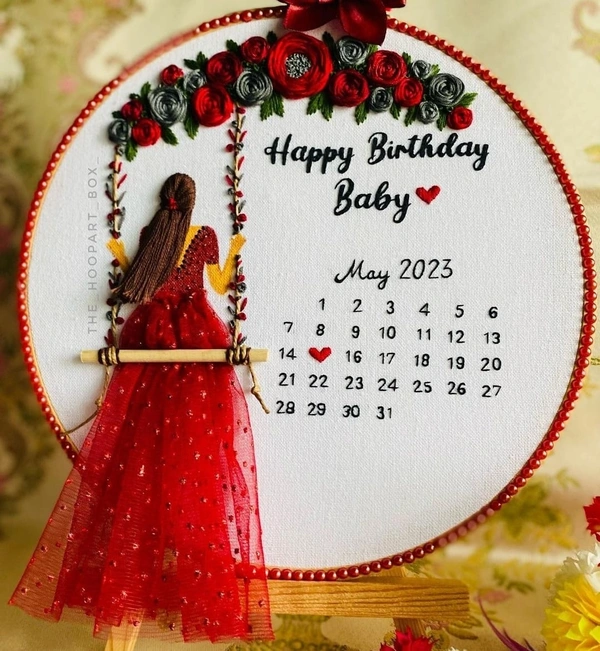 Candy Colors - Customized Embroidery Hoop Gift for Anniversary,Marriage,Special Gift Save The Date (9 Inch)