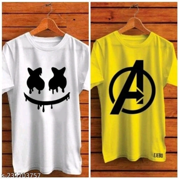 Stylish Designer Men TshirtsName: Stylish Designer Men TshirtsFabric: PolyesterSleeve Length: Short SleevesPattern: PrintedNet Quantity (N): 2Sizes:S (Chest Size: 36 in, Length Size: 26 in) M (Chest Size: 38 in, Length Size: 27 in) L (Chest Size: 40 in, Length Size: 28 in) XL (Chest Size: 42 in, Length Size: 29 in) XXL (Chest Size: 44 in, Length Size: 30 in) Country of Origin: Indi