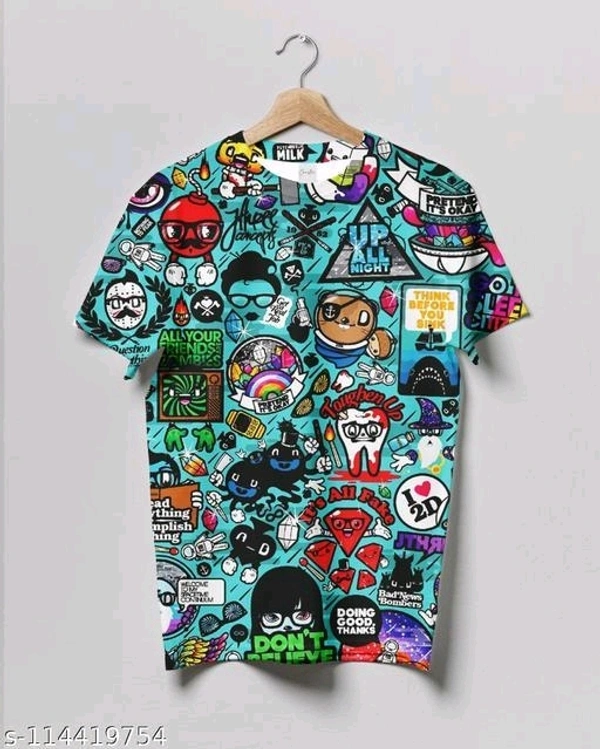 Men's Half Sleeve Printed Round neck TshirtName: Men's Half Sleeve Printed Round neck TshirtFabric: LycraSleeve Length: Short SleevesPattern: PrintedNet Quantity (N): 1Sizes:S, M (Chest Size: 39 in, Length Size: 27.5 in) L (Chest Size: 41 in, Length Size: 28.5 in) XL (Chest Size: 43 in, Length Size: 29 in) XXL1Country of Origin: India