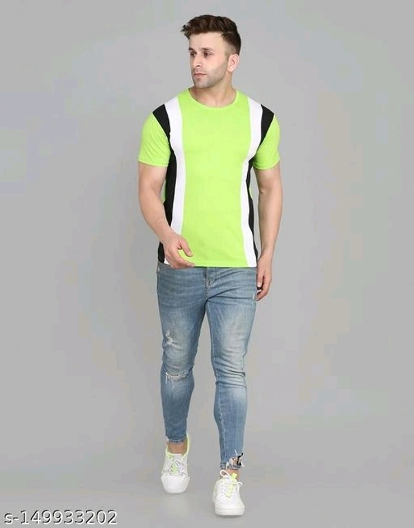 SWIFTLY Men's Pure Cotton 2 Panel Round Neck Half Sleeve T-shirtName: SWIFTLY Men's Pure Cotton 2 Panel Round Neck Half Sleeve T-shirtFabric: CottonSleeve Length: Short SleevesPattern: ColorblockedNet Quantity (N): 1Sizes:S (Chest Size: 38 in, Length Size: 26 in) M (Chest Size: 40 in, Length Size: 27 in) L (Chest Size: 42 in, Length Size: 27.5 in) XL (Chest Size: 44 in, Length Size