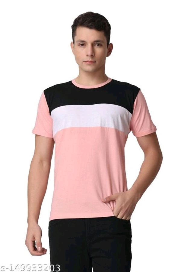 SWIFTLY Men's Pure Cotton 2 Panel Round Neck Half Sleeve T-shirtName: SWIFTLY Men's Pure Cotton 2 Panel Round Neck Half Sleeve T-shirtFabric: CottonSleeve Length: Short SleevesPattern: ColorblockedNet Quantity (N): 1Sizes:S (Chest Size: 38 in, Length Size: 26 in) M (Chest Size: 40 in, Length Size: 27 in) L (Chest Size: 42 in, Length Size: 27.5 in) XL (Chest Size: 44 in, Length Size