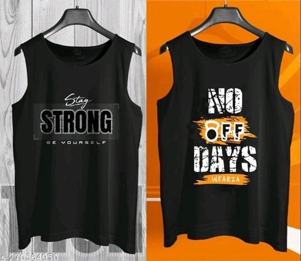 Smarty Men Printed Vest Black and Yellow Gold ( Combo - 2)Name: Smarty Men Printed Vest Black and Yellow Gold ( Combo - 2)Fabric: Cotton BlendSleeve Length: SleevelessPattern: PrintedNet Quantity (N): 2Men Black Grey Printed VestSizes: M (Chest Size: 38 in, Length Size: 27 in) L (Chest Size: 40 in, Length Size: 28 in) XL (Chest Size: 42 in, Length Size: 29 in) Country of Origin: In