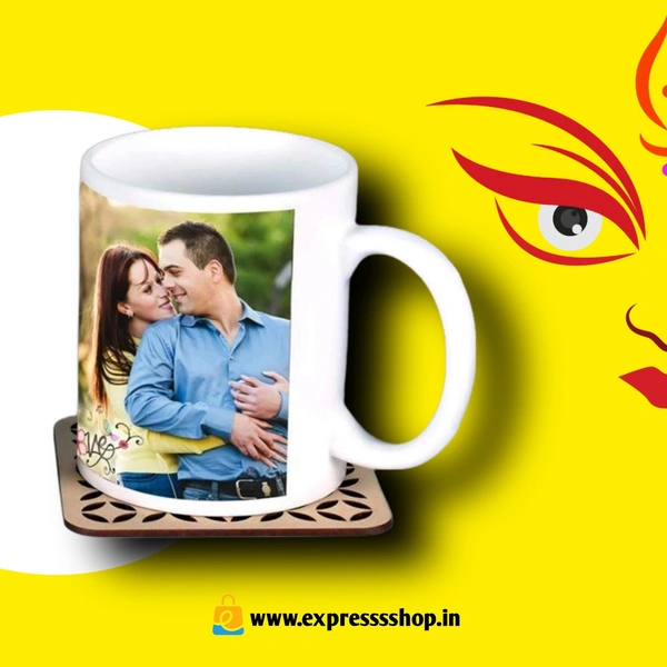 Personalised Photo White Coffee Mug with Photo Keychain for Dad Papa Boss 325 ML*