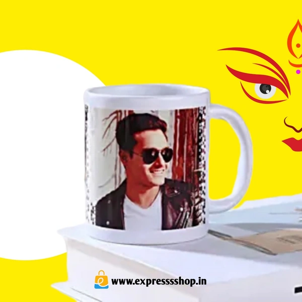 Express Brand  Personalised Photo White Coffee Mug with Photo Keychain for Dad Papa Boss 325 ML*