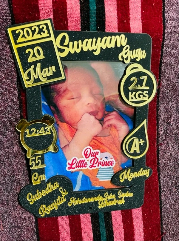 New Born Customized Baby Photo Frame With Details For Wall Home Room Gift Name: New Born Customized Baby Photo Frame With Details For Wall Home Room 