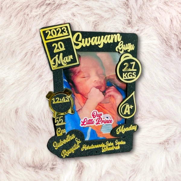 New Born Customized Baby Photo Frame With Details For Wall Home Room Gift Name: New Born Customized Baby Photo Frame With Details For Wall Home Room Gift Material: WoodenProduct Breadth: 0.5 InchProduct Height: 10.5 InchProduct Length: 10.5 InchNet Quantity (N): 1New Born Customized Baby Photo Frame With Details For Wall Home Room Gift with baby photoThis Set of Photo Frames can be