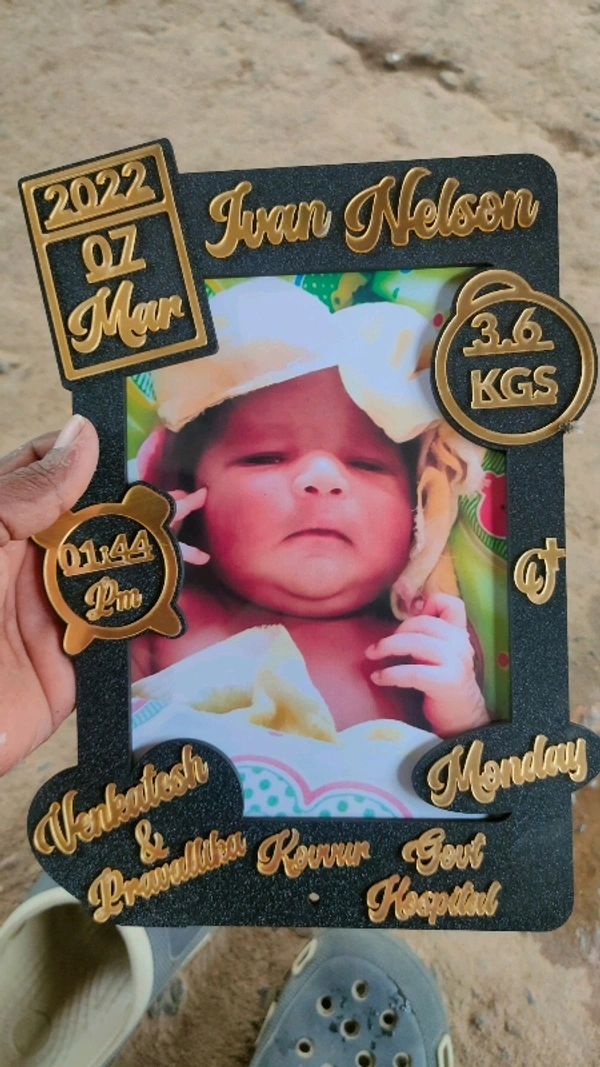 New Born Customized Baby Photo Frame With Details For Wall Home Room Gift Name: New Born Customized Baby Photo Frame With Details For Wall Home Room Gift Material: WoodenProduct Breadth: 0.5 InchProduct Height: 10.5 InchProduct Length: 10.5 InchNet Quantity (N): 1New Born Customized Baby Photo Frame With Details For Wall Home Room Gift with baby photoThis Set of Photo Frames can be
