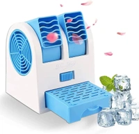 unique Portable Mini USB Battery Operated Air Conditioner Mini Water Air Cooler Cooling Fan Blade Less Duel Blower with Ice Chamber Perfect for Desk,Office,Study,Library,Room,Home, (BLACK)
