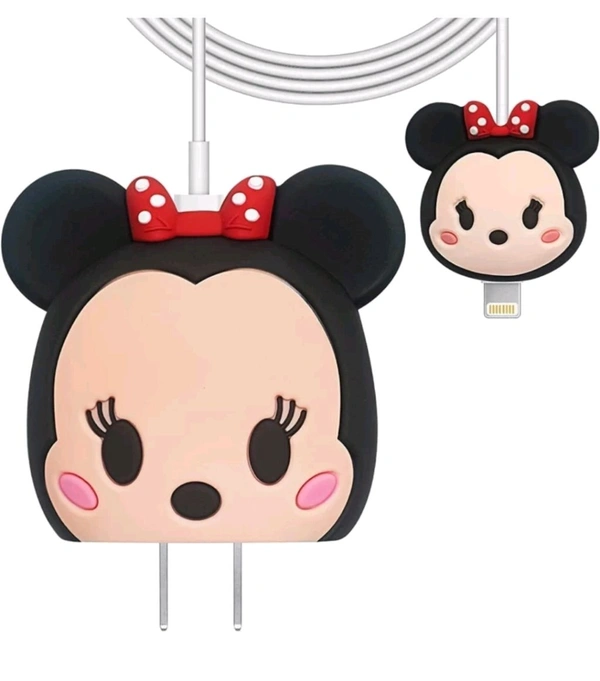 Express Shop  iPhone Charger Cover For 18W/20W | Cute 3D Cartoon Character Mickey Mouse Cable Protector (Black) - iPhone