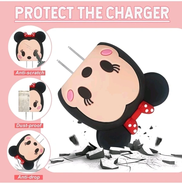 Express Shop  iPhone Charger Cover For 18W/20W | Cute 3D Cartoon Character Mickey Mouse Cable Protector (Black) - iPhone