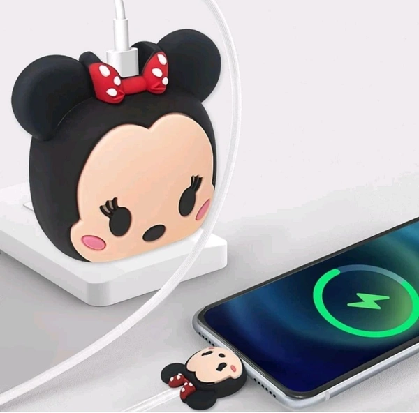 Express Shop  iPhone Charger Cover For 18W/20W | Cute 3D Cartoon Character Mickey Mouse Cable Protector (Black) - iPhone