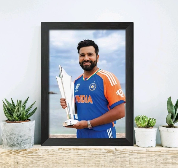 Rohit Sharma T20 Worldcup India Cricket Team Poster Framed Painting - A3