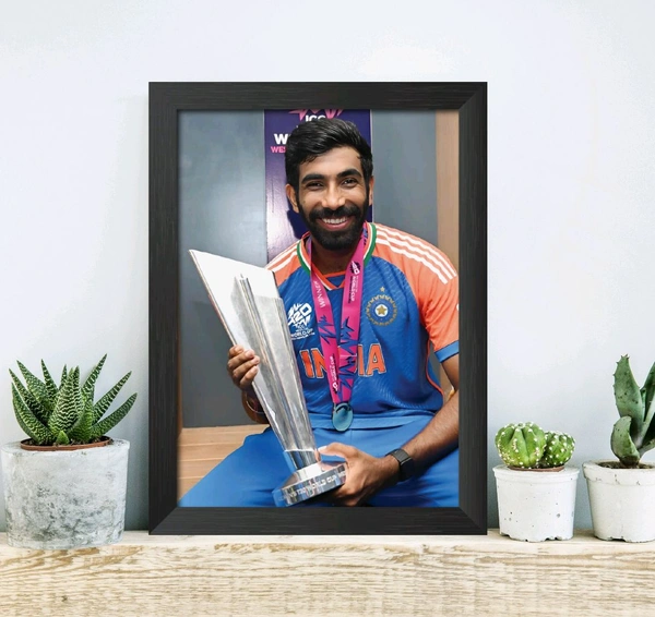 Express Shop  Jasprit Bumrah T20 Worldcup India Cricket Team Poster Framed Painting - A4