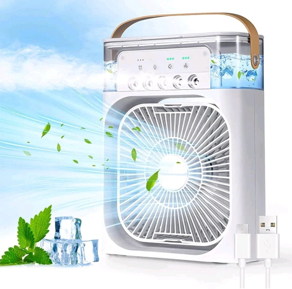 Portable Air Conditioner Fan 7 Color Changing Light Personal Air Cooler Desk Cooling Fan (Big / 1 Pc)