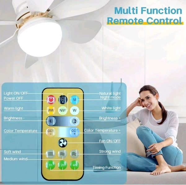 Express Shop  40W LED Ceiling Fan Remote Control volt 85v/265v Standard Socket Three Lighting Modes Six Fan Blades Three Mode Speeds