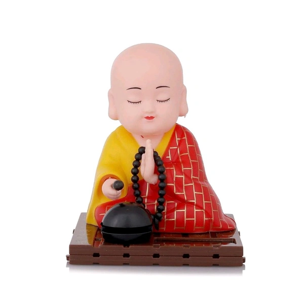 Solar Powered Sitting Buddha Statue for Gifting | Home Decor and Car Dashboard, Moving Head and Hand | Decor for Living Room Car Office (1 Pc / Big)