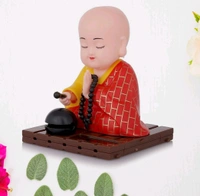 Solar Powered Sitting Buddha Statue for Gifting | Home Decor and Car Dashboard, Moving Head and Hand | Decor for Living Room Car Office (1 Pc / Big)