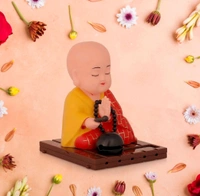 Solar Powered Sitting Buddha Statue for Gifting | Home Decor and Car Dashboard, Moving Head and Hand | Decor for Living Room Car Office (1 Pc / Big)