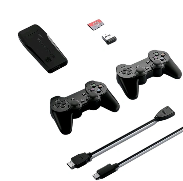 Wireless Controller Gamepad Gaming Console with 10,000+ Games, 4k Ultra HD Game Sticks Output, and 2.4GHz Wireless Controller Video Games with 64gb Memory Card for TV Plug and Play, Dual Player (1 Set / Battery not included)