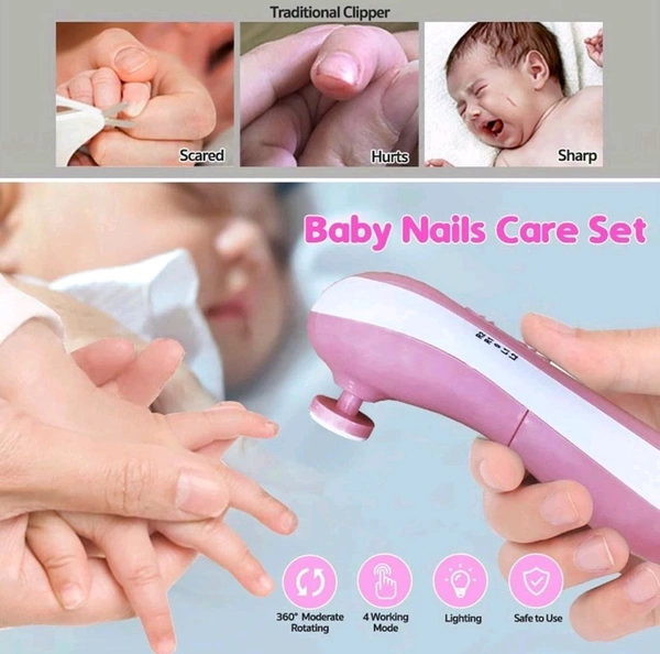 Baby Nail File Electric, Baby Nail Trimmer with 6 Grinding Heads