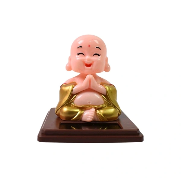 Solar Power Moving Head Buddha Statue Car Ornament, Automatic Drive, Wobble Light, Energy Induction, Solar Buddha Statue, Decorative, Vivid, Unique Shape for Car (1 Pc / Mix Color)