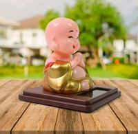Solar Power Moving Head Buddha Statue Car Ornament, Automatic Drive, Wobble Light, Energy Induction, Solar Buddha Statue, Decorative, Vivid, Unique Shape for Car (1 Pc / Mix Color)