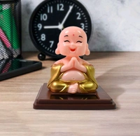 Solar Power Moving Head Buddha Statue Car Ornament, Automatic Drive, Wobble Light, Energy Induction, Solar Buddha Statue, Decorative, Vivid, Unique Shape for Car (1 Pc / Mix Color)