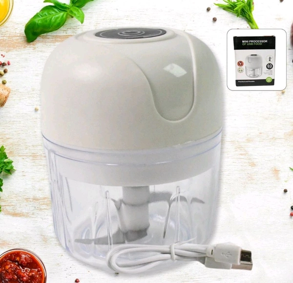 Wireless USB Rechargeable Mini Electric Garlic Machine / Chopper, Food Processor For Garlic, Ginger, Onion, Vegetable, Meat, Nuts Stainless Steel Blades (250 Ml)