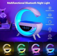 G Lamp Speaker - 3-in-1 Bluetooth Speaker with Fast Wireless Charging, RGB Light, and Sunrise Alarm Clock for Bedroom & Bedside Table (1 Pc)